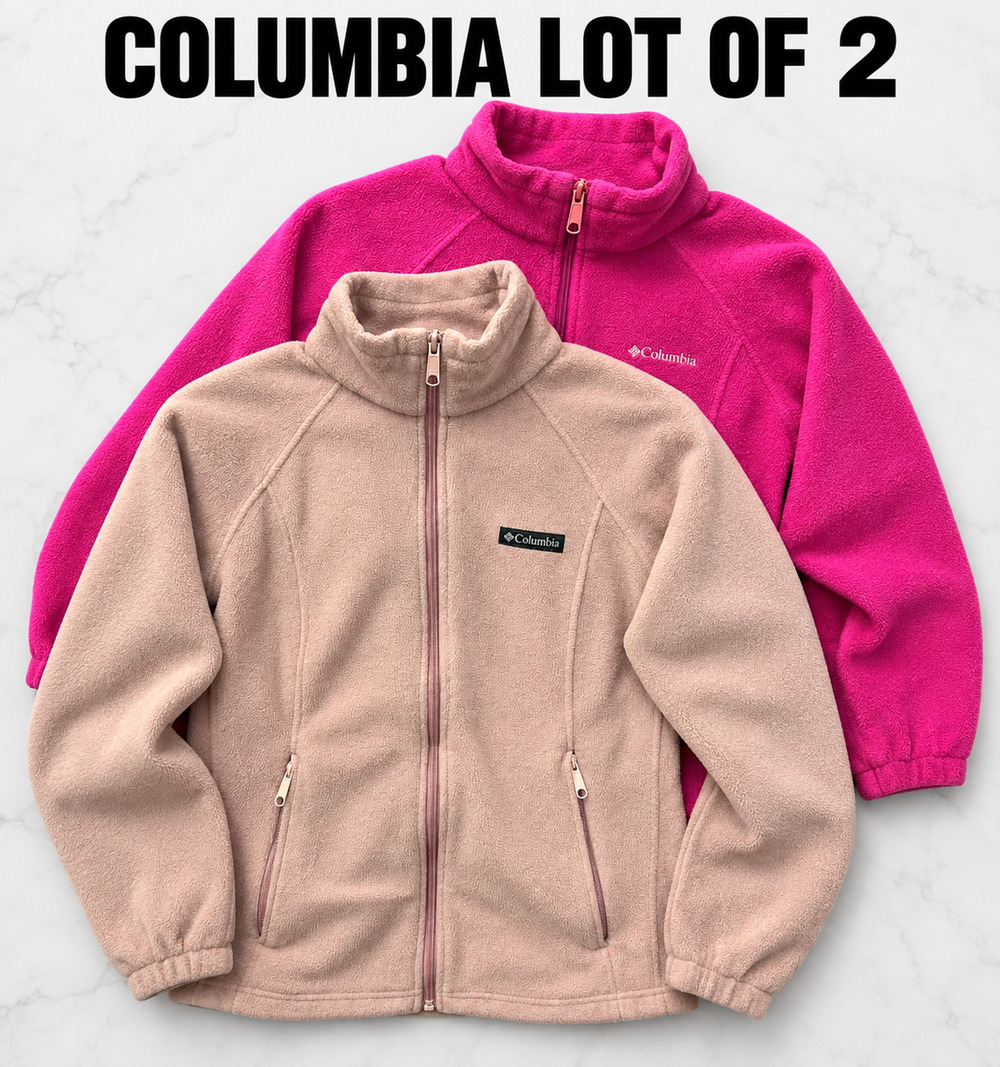 Columbia Benton Springs Fleece Jacket Lot of 2 Gorpcore Granola Pink Womens Sz M